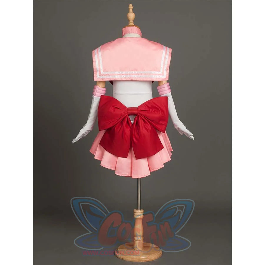 Back view of the costume on a mannequin, emphasizing the large red bow at the back and the sailor collar.