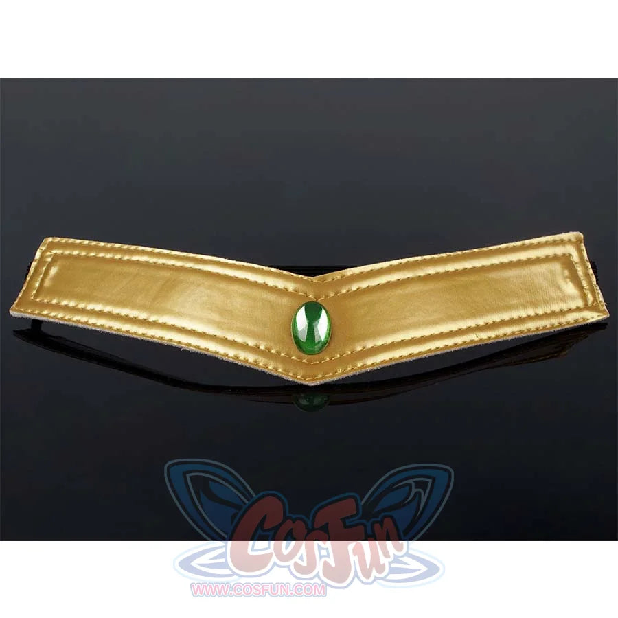 A gold - colored accessory with a green gem, likely for the Kid Cosplay Sailor Jupiter costume.