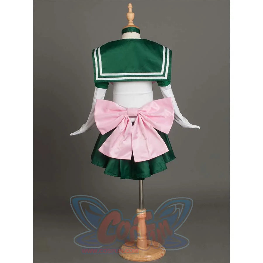 Back view of the costume on a mannequin, emphasizing the large pink bow at the back and the sailor collar.