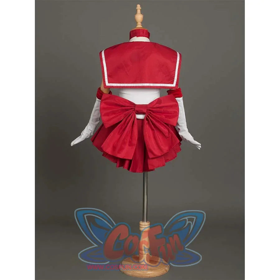 Back view of the costume on a mannequin, emphasizing the large red bow at the back and the sailor collar.