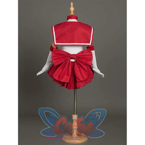 Back view of the costume on a mannequin, emphasizing the large red bow at the back and the sailor collar.