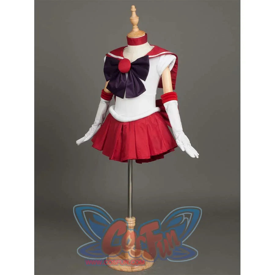 An angled front view of the costume on a mannequin, highlighting details like the bow and arm cuffs.