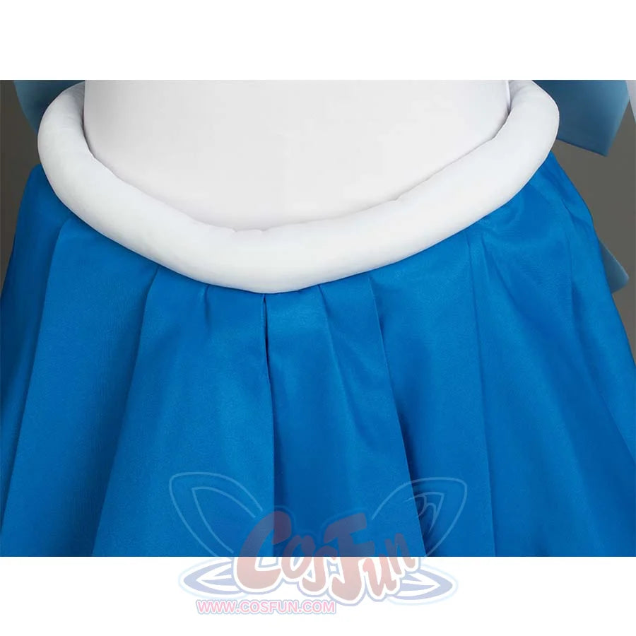 A close - up of the blue arm cuffs and white long gloves on the Kid Cosplay Sailor Mercury costume, highlighting the design of the arm accessories.