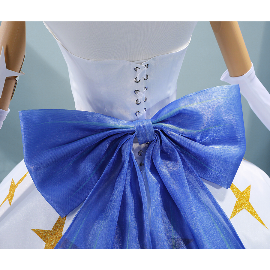 Knights of Guinevere Ballet Dress Cosplay Costume, a large blue bow on the back of the waist.