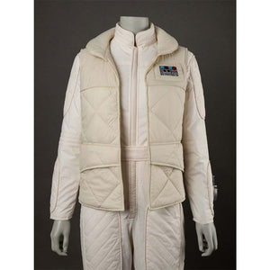 Close - up front view of the vest over the jumpsuit, emphasizing the rank insignia and the quilted pattern.