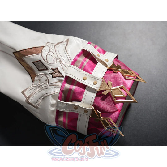 Genshin Impact Linnea cosplay book bag with white embroidery and gold star ornaments