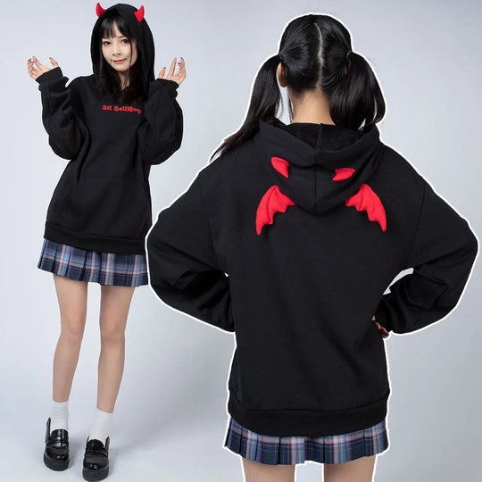 【READY TO SHIP】Little Devil Wings Character Oversize Hoodie Sweatshirt CLT5920 Sweatshirt