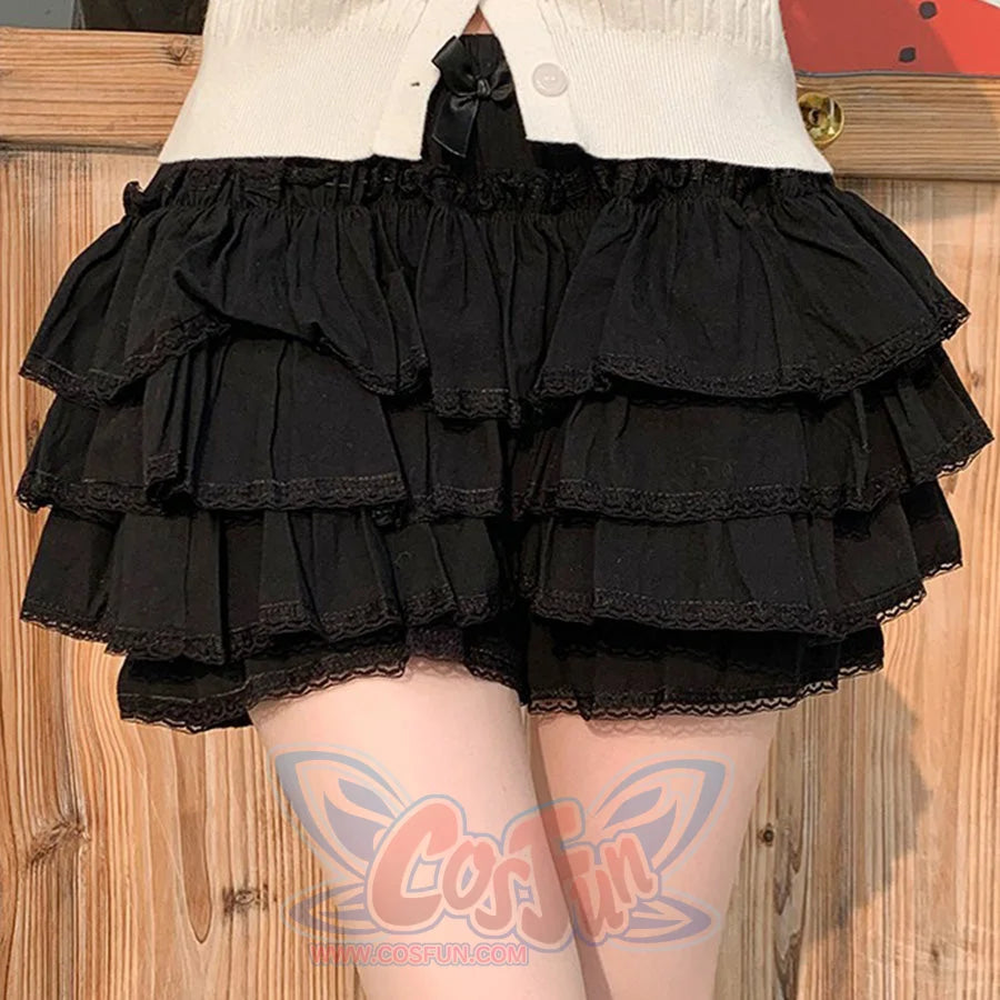 Black bloomers pettipants shorts for layering under skirts, front view