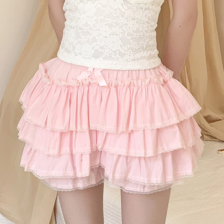 Pink bloomers pettipants shorts for layering under skirts, front view
