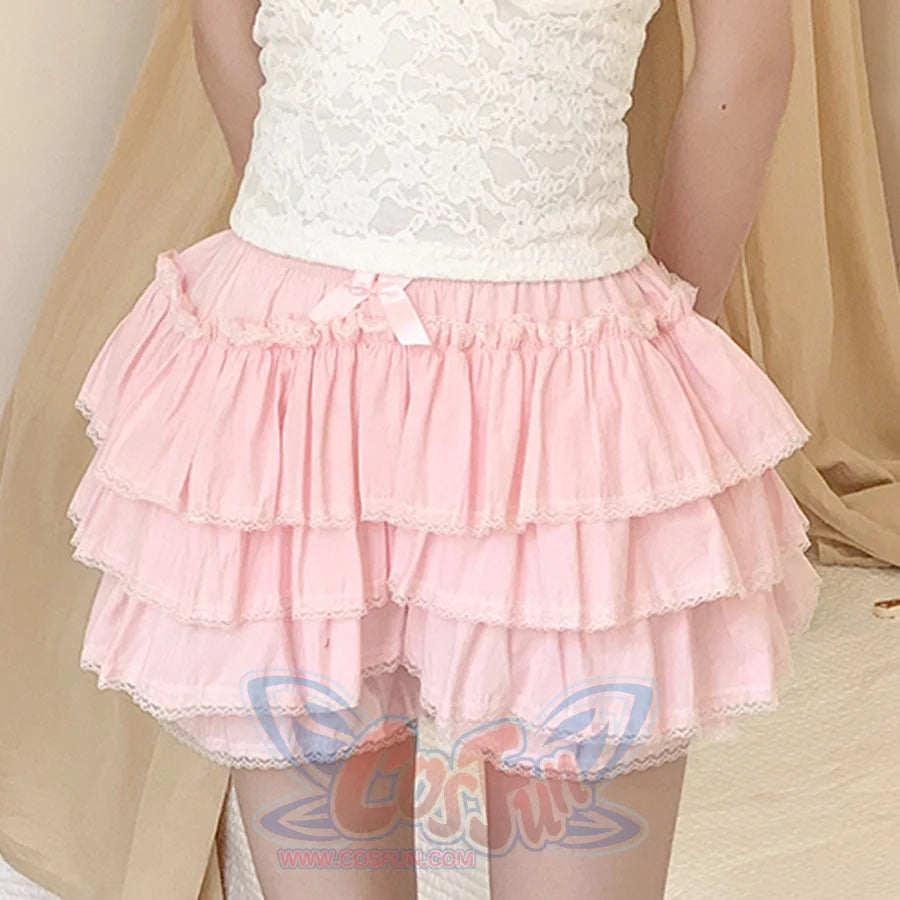Pink bloomers pettipants shorts for layering under skirts, front view