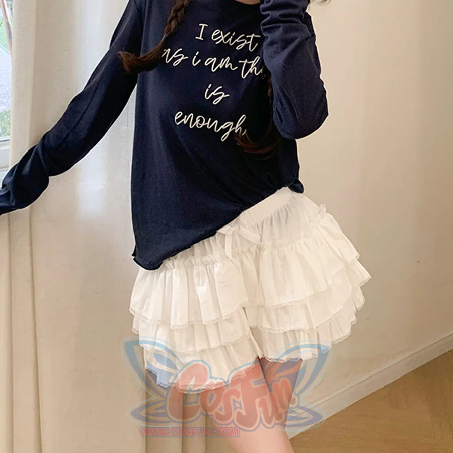 White bloomers pettipants shorts for layering under skirts, front view