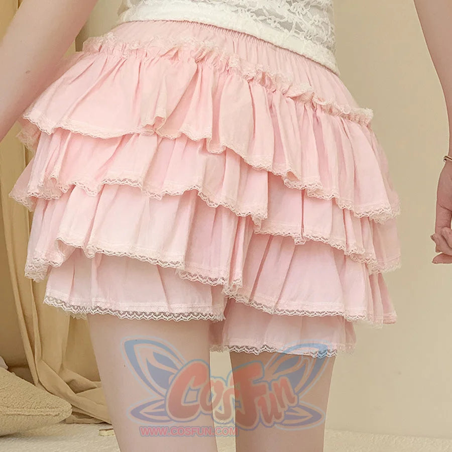 Pink bloomers pettipants shorts for layering under skirts, back view