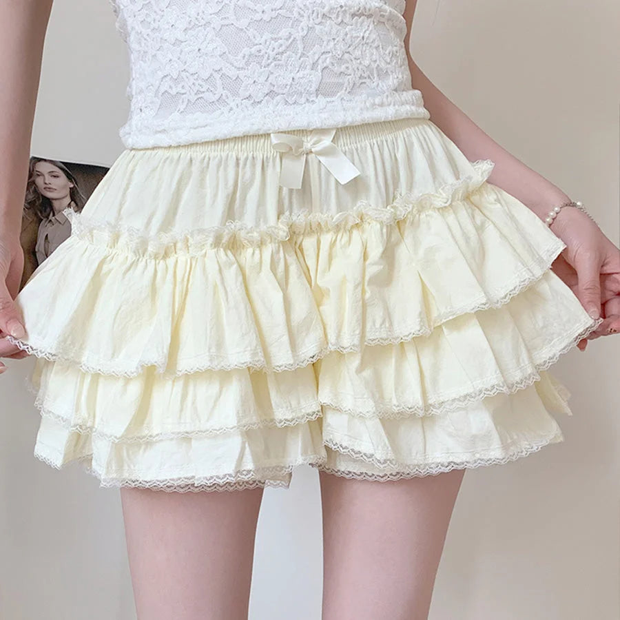 Cream yellow bloomers pettipants shorts for layering under skirts, front view