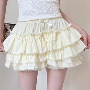 Cream yellow bloomers pettipants shorts for layering under skirts, front view