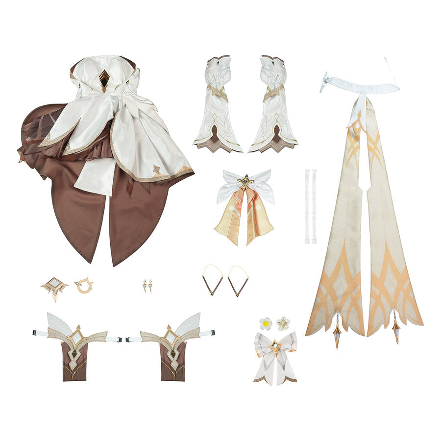 Lumine cosplay costume complete set flat lay showing all pieces