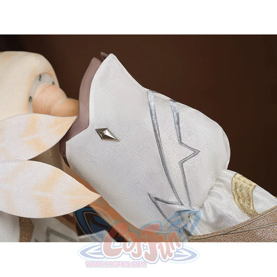 Lumine cosplay costume inner white pants with silver zigzag embroidery and diamond pin detail
