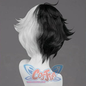 Back view of Luna Snow cosplay wig. Displays the two-toned short hair, spiky texture