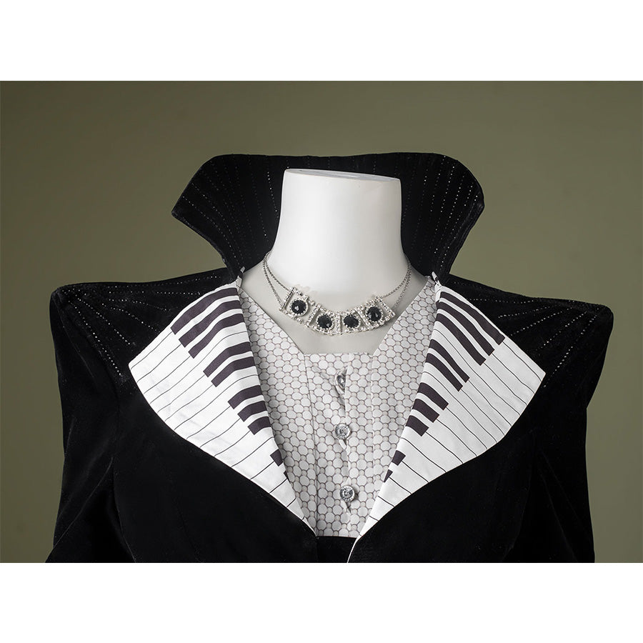 Close-up of Maestro cosplay costume