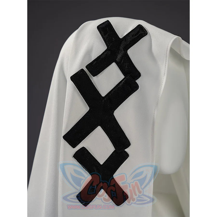 Hikami Meruru cosplay costume headscarf with black ribbon cross pattern detail