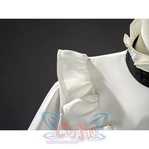 Hikami Meruru cosplay costume shoulder ruffle and sleeve detail in white fabric