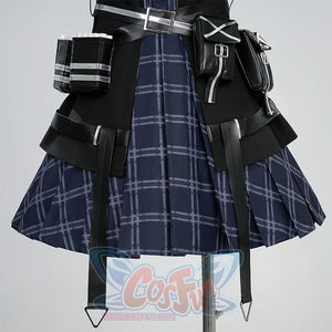 Kurobe Nanoka cosplay costume lower half with plaid skirt, jacket trim, utility pouches and straps