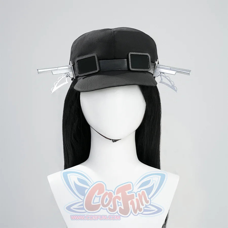 Kurobe Nanoka cosplay costume black cap accessory with clear side visors and decorative buckle