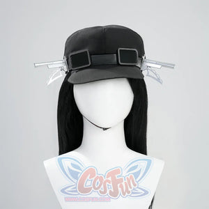 Kurobe Nanoka cosplay costume black cap accessory with clear side visors and decorative buckle