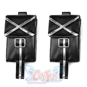 Kurobe Nanoka cosplay costume left utility pouch with cross straps, buckle closure and white trim