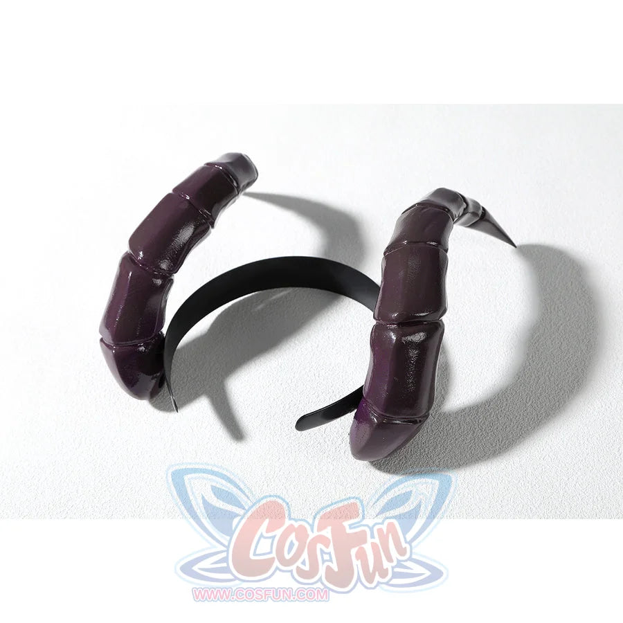 Malevola cosplay dark purple devil horns headband accessory with black elastic band