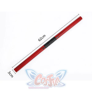 Matt cosplay nunchuck stick size measurement showing 62cm length and 3cm diameter with red texture.