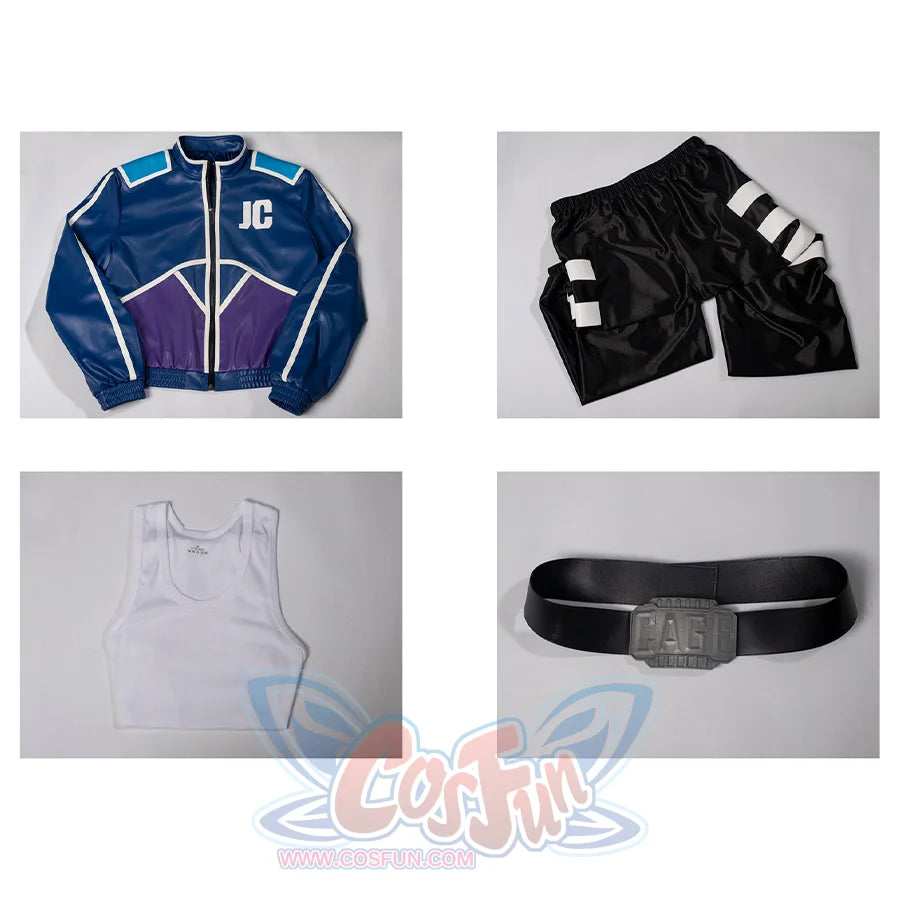 Mortal Kombat II Johnny Cage Cosplay all set, includes jacket, pants, base shirt, waist belt.