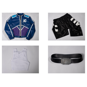 Mortal Kombat II Johnny Cage Cosplay all set, includes jacket, pants, base shirt, waist belt.