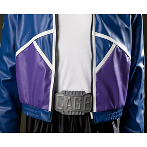 Mortal Kombat II Johnny Cage Cosplay Jacket White zipper, combining practicality and decoration.
