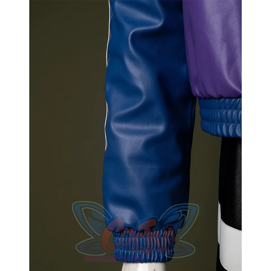 The Johnny Cage Cosplay Jacket sleeves are made of matte dark blue PU leather.
