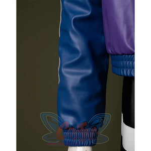 The Johnny Cage Cosplay Jacket sleeves are made of matte dark blue PU leather.