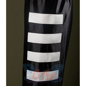 Johnny Cage Cosplay Pants Detail, four white stripe accents on the sides.