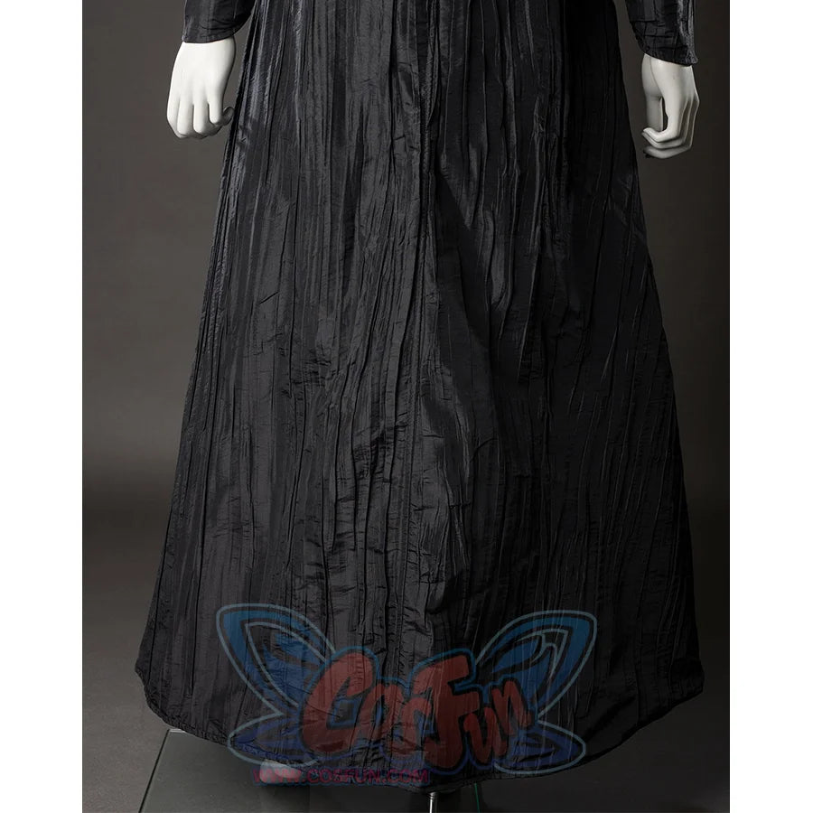 Wicked: For Good Elphaba Cosplay costume coat back hem, use a black wrinkle cloth with A-shaped swing.
