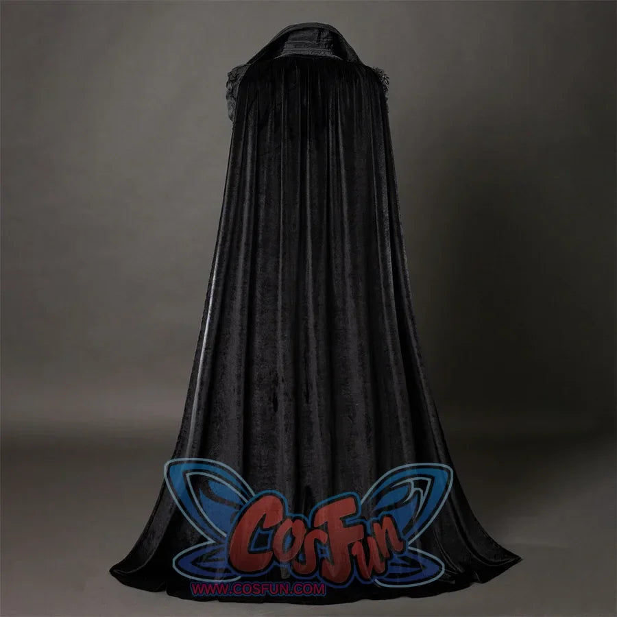 Wicked: For Good Elphaba Cosplay costume's back view is black velvet cape, it's wide and long, create a strong sense of mystery.
