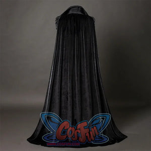 Wicked: For Good Elphaba Cosplay costume's back view is black velvet cape, it's wide and long, create a strong sense of mystery.