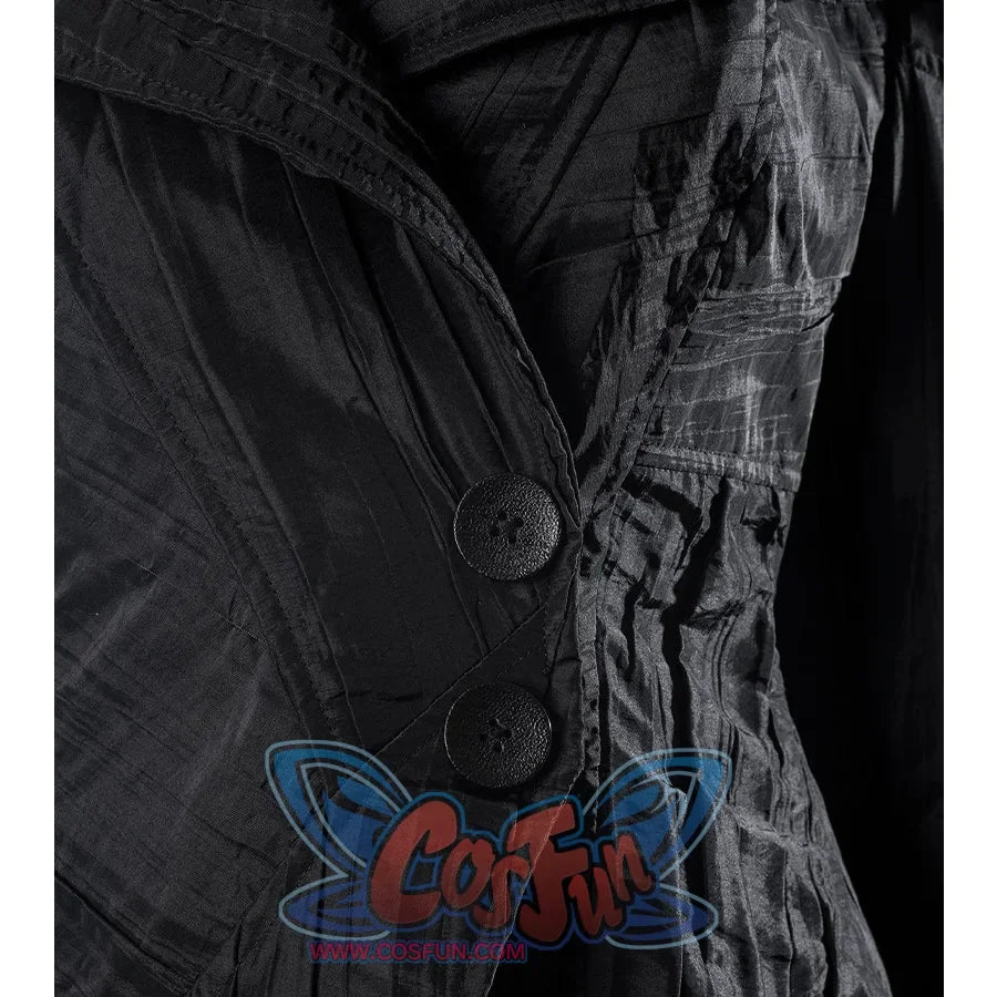 Wicked: For Good Elphaba Cosplay costume coat has two black buttons on the side.