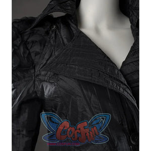 Movie Witch Elphaba Cosplay costume's long coat is made of black wrinkled cloth and bring rich texture.