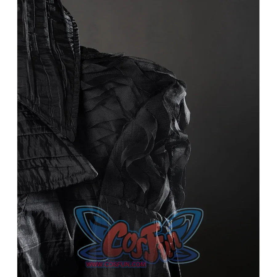 Wicked: For Good Elphaba Cosplay costume shoulder view, there is wavy lace decoration on each shoulder and bring rich texture.