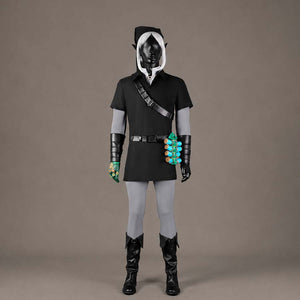 COSFUN The Legend of Zelda Tears of the Kingdom Link cosplay costume pairs black tunic and gauntlets with turquoise hip.