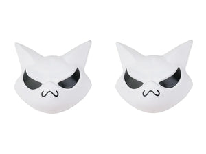 Nangong cosplay two white cat masks front view with black eye patches and nose details