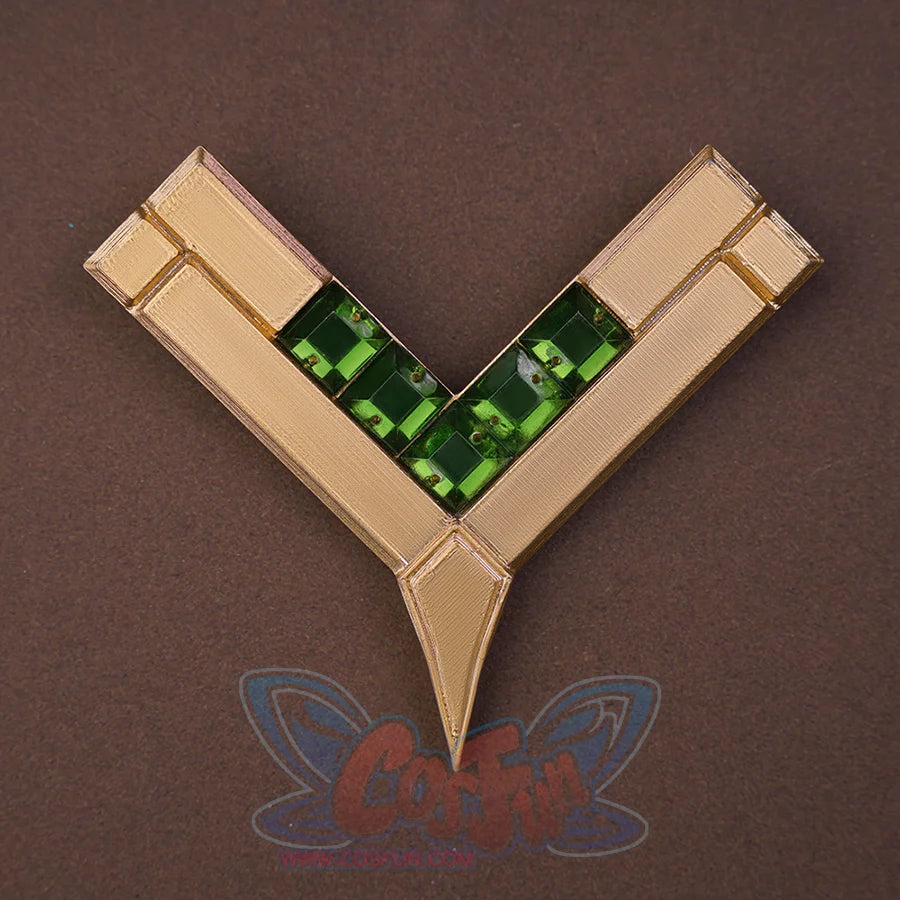 Genshin Impact Nefer Cosplay Costume back cape prop, mainly golden and green colors.