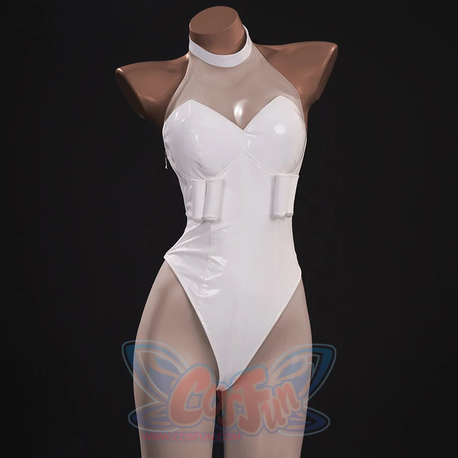 New Panty &amp; Stocking with Garterbelt Gunsmith Cosplay Costume, white sleeveless bodysuit, front view.