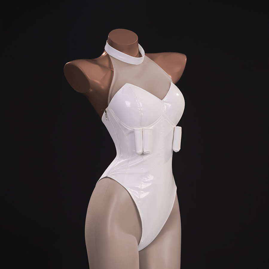 New Panty & Stocking with Garterbelt Gunsmith Cosplay Costume, there is a zipper on the right side.