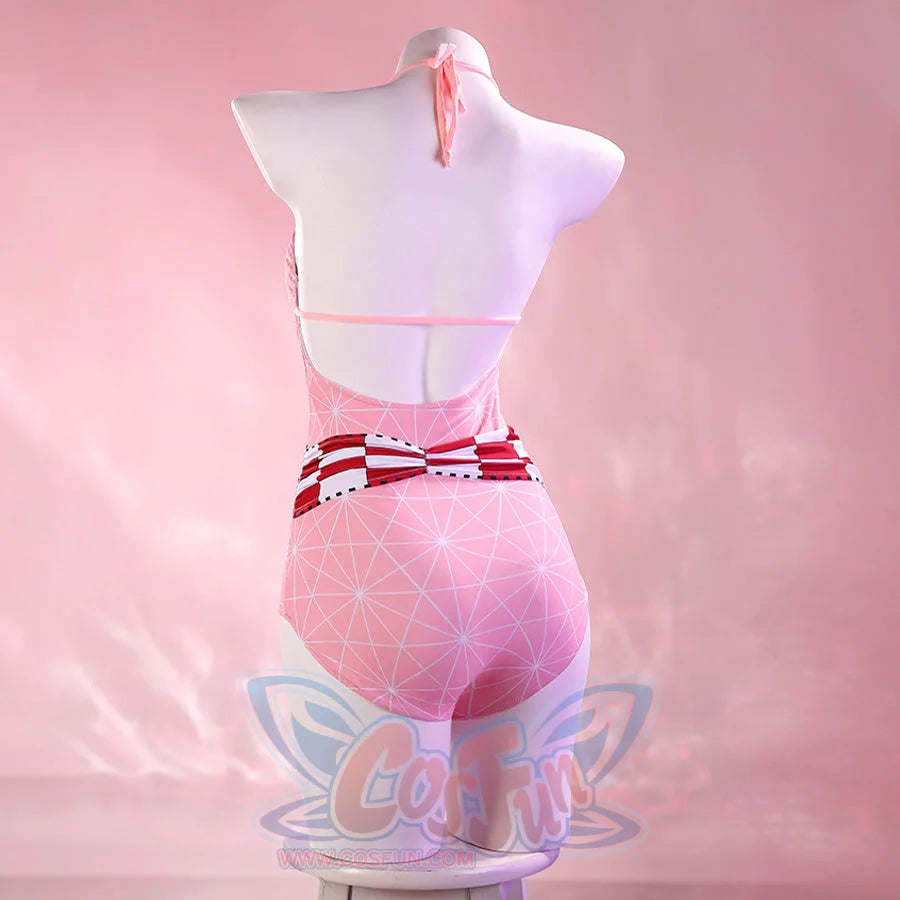 【PRE-SALE】Demon Nezuko Cosplay Women Swimsuit Bodysuit Cover-Up Set FAN0036