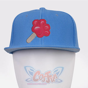 Nick cosplay costume blue baseball cap featuring red popsicle emblem patch on front with structured brim