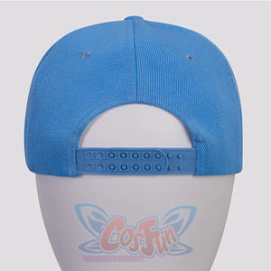 Nick cosplay costume baseball cap back view displaying blue fabric and adjustable snapback closure system